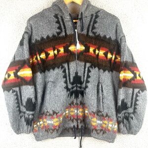 Earth Ragz Southwestern Aztec Hoodie Full Zip Jacket Wool Blend Medium